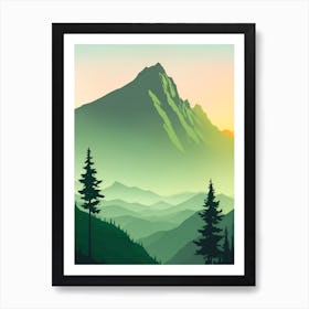Misty Mountains Vertical Composition In Green Tone 50 Art Print