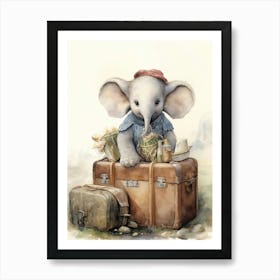 Elephant Painting Traveling Watercolour 1  Art Print