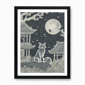 Fox In The Moonlight Art Print