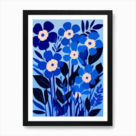 Blue Flower Illustration Forget Me Not 3 Art Print