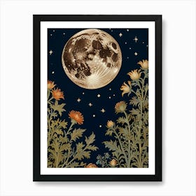 Moon And Flowers Style William Morris 29 Art Print