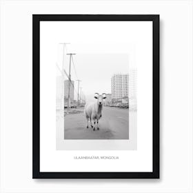 Poster Of Ulaanbaatar, Mongolia, Black And White Old Photo 1 Art Print