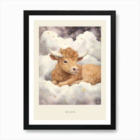 Sleeping Baby Bison 1 Nursery Poster Art Print