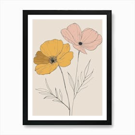 Houston Flower Market Boho Minimalist Style 1 Art Print