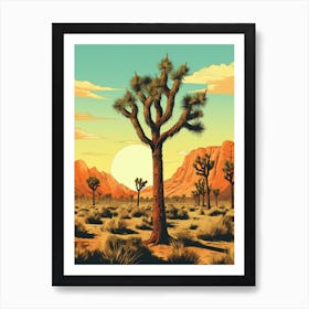  Retro Illustration Of A Joshua Trees In Mojave Desert 6 Art Print