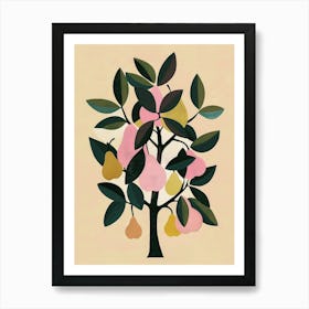 Pear Tree Colourful Illustration 4 Art Print