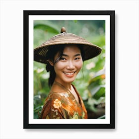 Asian Girl In A Hat Art Print