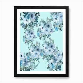 Watercolor Floral Pattern - Veronica blue flower Art Print