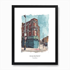 Hackney London Borough   Street Watercolour 12 Poster Art Print