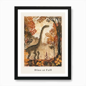 Dinosaur In An Autumnal Forest 4 Poster Poster