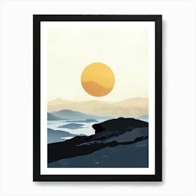 Sunset In The Mountains, Minimalism 5 Art Print