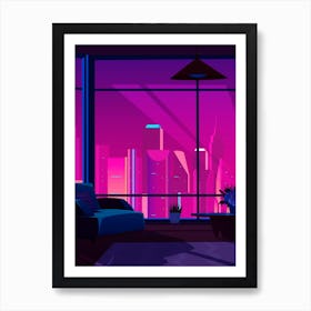 Modern Living Room - synthwave neon poster Art Print