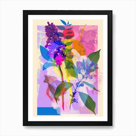 Lilac 3 Neon Flower Collage Art Print