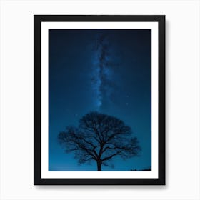 Silhouette Of A Tree At Night 1 Art Print