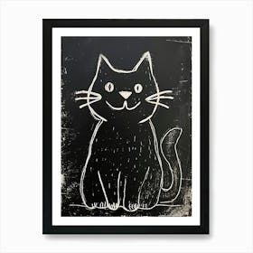 Munchkin Cat Linocut Blockprint 2 Poster