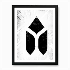 Arrow Graphically Depicted With Stark Contrast Between Its White Directional Mark And The Black Abst Art Print