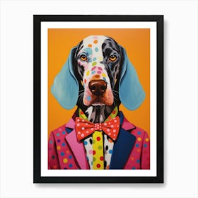 Polka Dot Dog In Bow Tie & Suit Art Print