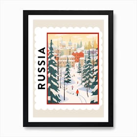 Retro Winter Stamp Poster Moscow Russia 2 Art Print