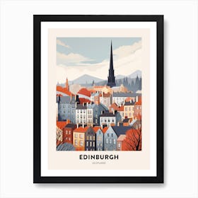 Vintage Winter Travel Poster Edinburgh Scotland 1 Art Print
