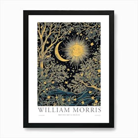 William Morris Art Moon Sun Eclipse Night Morris Exhibition Print Botanical Poster Vintage Art Print