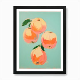 Apples. Mint, Yellow and Orange Colors. Acrylic Painting Kitchen Art Print