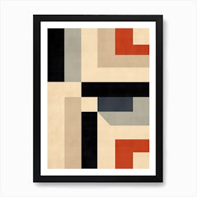 Quantum Quest: Mid-Century Geometric Exploration Art Print