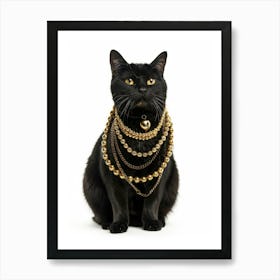 Black Cat With Gold Necklace 1 Art Print