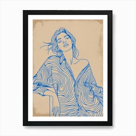 Woman In A Blue Shirt 1 Art Print