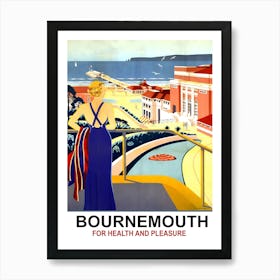 Bournemouth For Health And Pleasure, Vintage Travel Poster Art Print