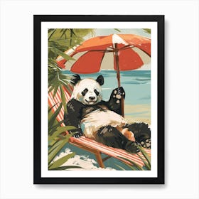 Giant Panda Relaxing In A Hot Spring Storybook Illustration 2 Art Print