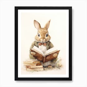 Bunny Reading Rabbit Prints Watercolour 11 Art Print