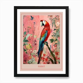 Floral Animal Painting Parrot 3 Poster Art Print