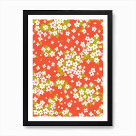 Cherry Blossom Floral Print Warm Tones 2 Flower Art Print