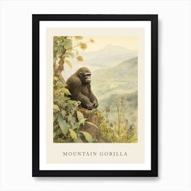 Beatrix Potter Inspired  Animal Watercolour Mountain Gorilla 2 Art Print