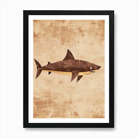 Cute Beige Tones Shark 2 Art Print