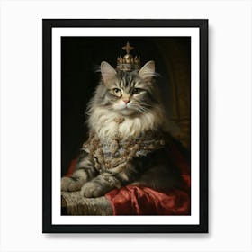 Cat With A Crown Rococo Style  4 Art Print
