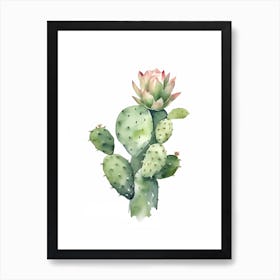 Nopal Cactus Watercolour Drawing 1 Art Print