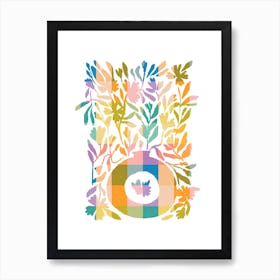 Colorful check lilies in a vase Art Print