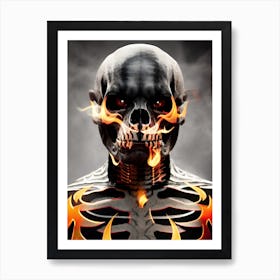 Skull in flames Art Print