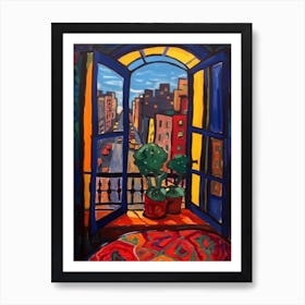 Window View Of New York In The Style Of Fauvist 3 Art Print