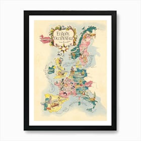 Vintage Map of Western Europe 1951 Art Print