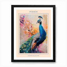 Peacock Brushstrokes Poster 2 Art Print