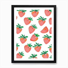 Strawberry Repeat Pattern, Fruit, Tarazzo Art Print