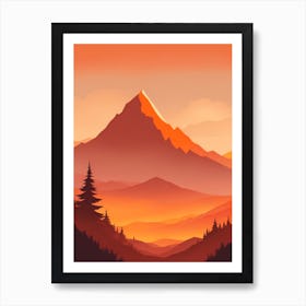 Misty Mountains Vertical Background In Orange Tone 31 Art Print