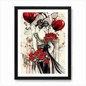 Dancer, Roses, Balloons Art Print