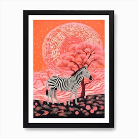 Zebra Under The Baobab Tree 1 Art Print