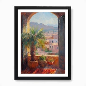 Window View Of Marrakech In The Style Of Impressionism 1 Art Print