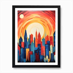 "Urban Twilight: The City's Sunset Symphony" Art Print