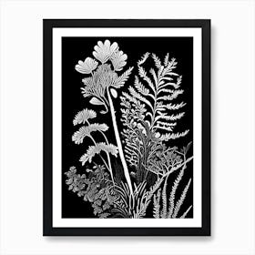 Club Moss Wildflower Linocut 2 Art Print