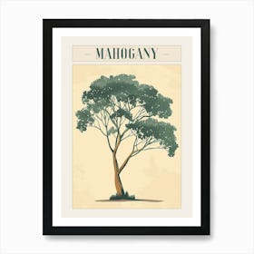 Mahogany Tree Minimal Japandi Illustration 3 Poster Art Print